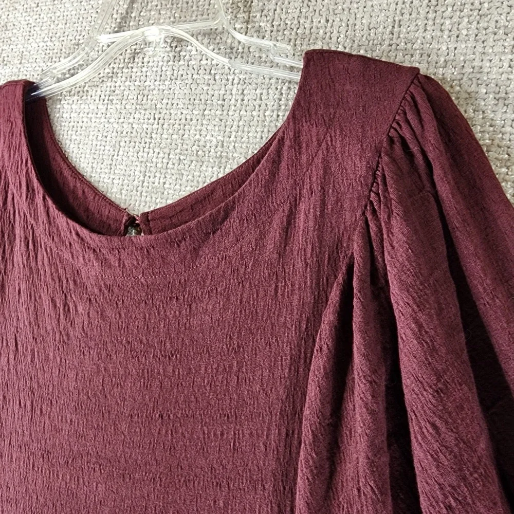 Free People Beach Get Obsessed Babydoll Dress Womens M Burgundy Open Back *Flaw